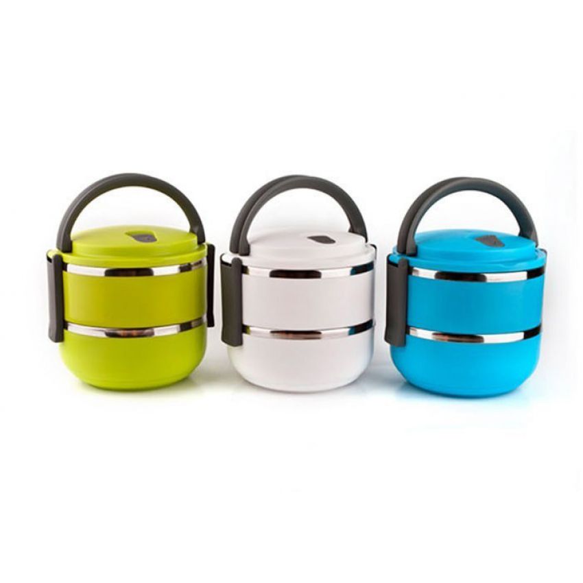 Homeo Double Layer Stainless Steel Round Lunch Box
