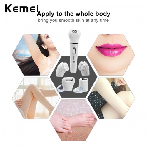 Original KEMEI 5 In 1 Beauty Hair Epilator Tools Kit KM-2199