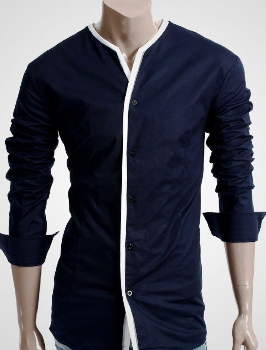 CLEARANCE SALE OF BLUE DESIGNER SHIRT WITH WHITE TIPPING in Pakistan | Hitshop
