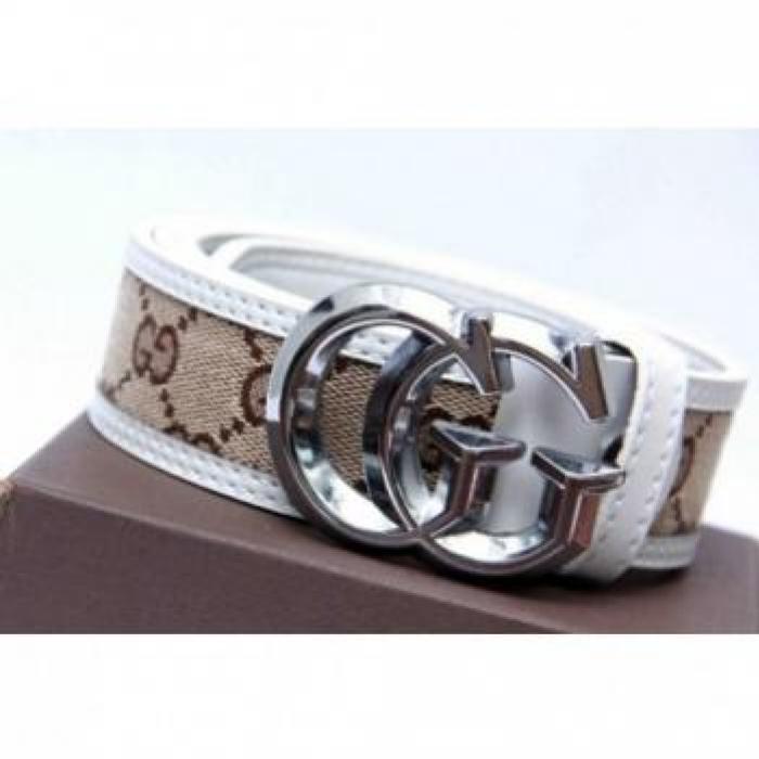 1 GUCCI WHITE TEXTURED BELT WITH SILVER BUCKLE in Pakistan | www.bagssaleusa.com