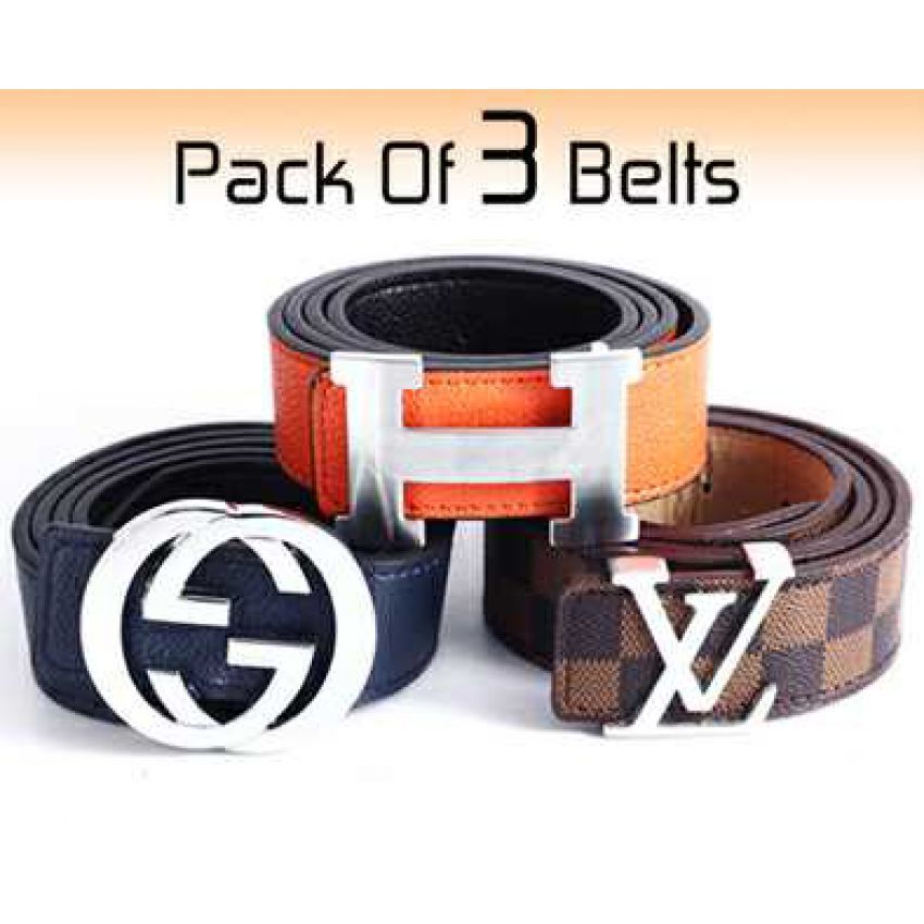 1 Pack Of 3 Belts Hermes Gucci Louis Vuitton in Pakistan | 0