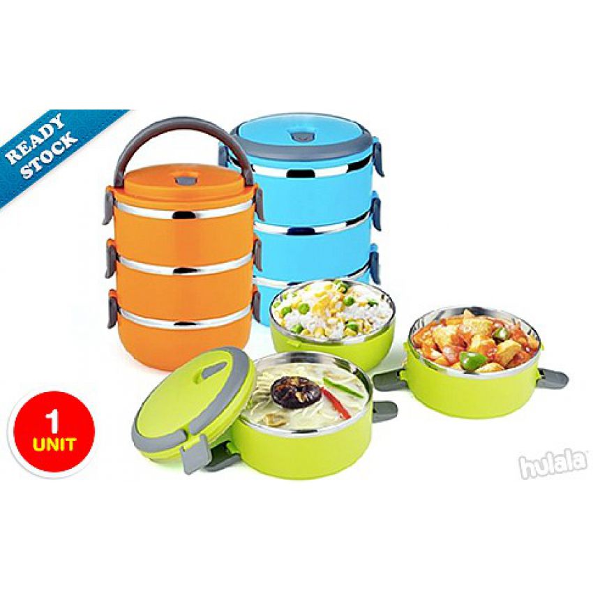 1 3 Layers Square Stainless Steel Lunch Box in Pakistan