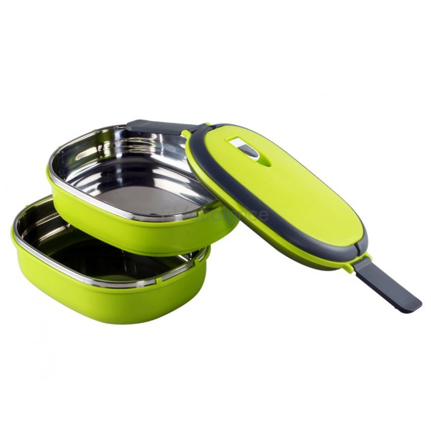 1 Homeo Double Layer Stainless Steel Round Lunch Box in Pakistan