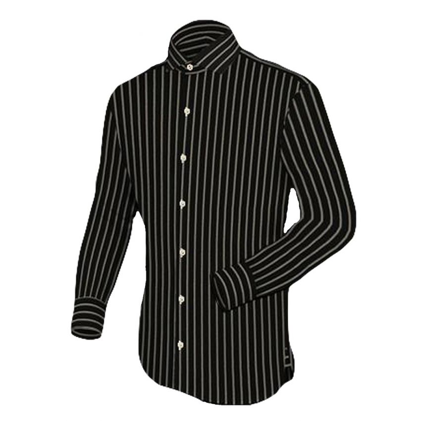 1 Apparel Black Silver Stripes Basic Casual Shirt Code Black Silver Ea ...